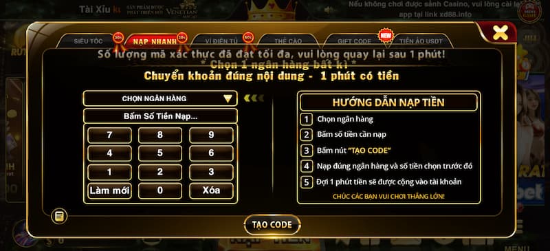 Nạp tiền 2 Thông tin nạp nhanh ví game